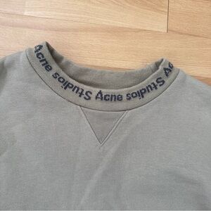 Acne Studios Sweatshirt in Olive Beige with Navy Trim small